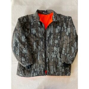 Vintage 80s GF Men Large Jacket Camo Trebark Blaze Orange Reversible Made in USA